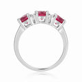 1.7 Ct Round Red Lab Created Ruby Prong Silver Three Stone Ring by Fine Color Jewels