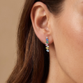 IGI Certified 0.97 Ct Multi Color Unheated Sapphire and Diamond 14K Yellow Gold Zigzag Drop Earrings by Fine Color Jewels