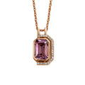 Pink Gold Emerald Cut Amethyst Pendant Necklace by Fine Color Jewels