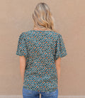 V Neck Print Short Sleeve Top - Kelly Green by Boutique 23