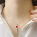 Peach Sapphire Leaf Pendant Necklace by Fine Color Jewels