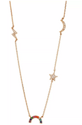 Unwritten Crystal Rainbow, Star, Moon and Lightening Statement Necklace in Gold by Vanessa Jane
