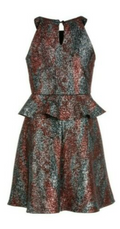 Monteau Big Girls Sparkle Printed Peplum Dress by Vanessa Jane