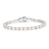 Oval White Ethiopian Opal Prong Silver Tennis Bracelet