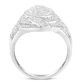 .925 Sterling Silver & 1-1/8 Cttw Diamond Marquise Shaped Cluster Triple Halo Knot Cocktail Fashion Ring (I-J Color, I2-I3 Clarity) - Size 6 by Bids.com