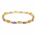 16.67 Ct Multi-Gemstone Prong Yellow Gold Plated Silver Alternating Lobster Clasp Tennis Bracelet by Fine Color Jewels