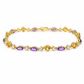 16.67 Ct Multi-Gemstone Prong Yellow Gold Plated Silver Alternating Lobster Clasp Tennis Bracelet by Fine Color Jewels