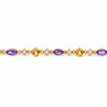 16.67 Ct Multi-Gemstone Prong Yellow Gold Plated Silver Alternating Lobster Clasp Tennis Bracelet by Fine Color Jewels