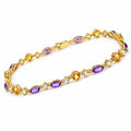 16.67 Ct Multi-Gemstone Prong Yellow Gold Plated Silver Alternating Lobster Clasp Tennis Bracelet by Fine Color Jewels