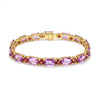 16.96 Ct Multi-Gemstone Prong Yellow Gold Plated Silver Alternating Inline Box Clasp Tennis Bracelet
