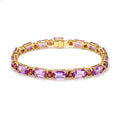16.96 Ct Multi-Gemstone Prong Yellow Gold Plated Silver Alternating Inline Box Clasp Tennis Bracelet by Fine Color Jewels