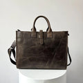 16" Crazy Horse Full-Grain Leather Briefcase by MiamiLeathers.com