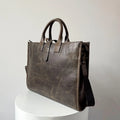 16" Crazy Horse Full-Grain Leather Briefcase by MiamiLeathers.com