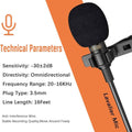 16 Feet Single Head Lavalier Lapel Microphone Omnidirectional Condenser Mic by DailySale