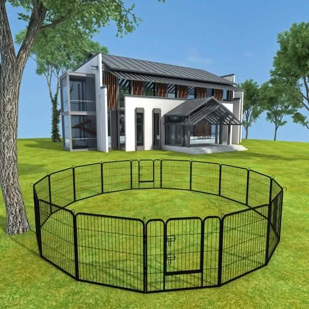 16 Panels Large Indoor Metal Pet Fence by DailySale