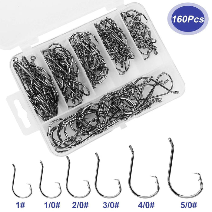 160-Piece: Offset Fishing Hooks Kit by DailySale
