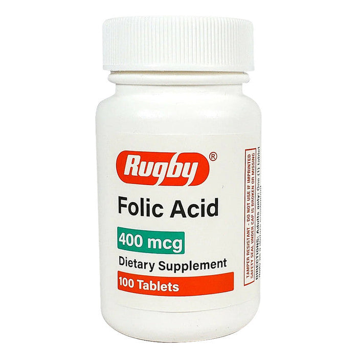 Rugby® Folic Acid 400 mcg - 100 Tablets (Vitamin B9 Supplement) by Pasteur Pharmacy