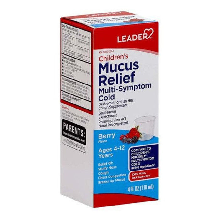 Leader Health Care Childrens Liquid Mucus Relief Multi Symptom Cold, 4 Oz by Pasteur Pharmacy