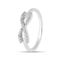 Round White Lab Diamond Pave Silver Infinity Criss Cross Ring by Fine Color Jewels