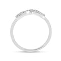 Round White Lab Diamond Pave Silver Infinity Criss Cross Ring by Fine Color Jewels