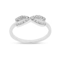 Round White Lab Diamond Pave Silver Infinity Criss Cross Ring by Fine Color Jewels