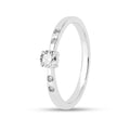 Round White Lab Diamond Prong Sterling Silver Solitaire Ring by Fine Color Jewels