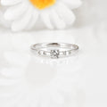 Round White Lab Diamond Prong Sterling Silver Solitaire Ring by Fine Color Jewels