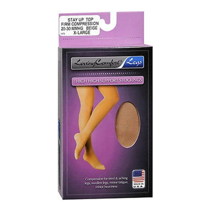 Loving Comfort Thigh High Support Stockings 20-30 Mmhg Beige Medium by Pasteur Pharmacy