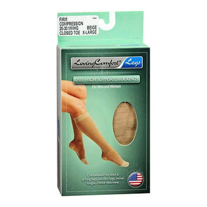 Loving Comfort® Knee High Support Stockings – Firm Compression (Beige, XL) by Pasteur Pharmacy