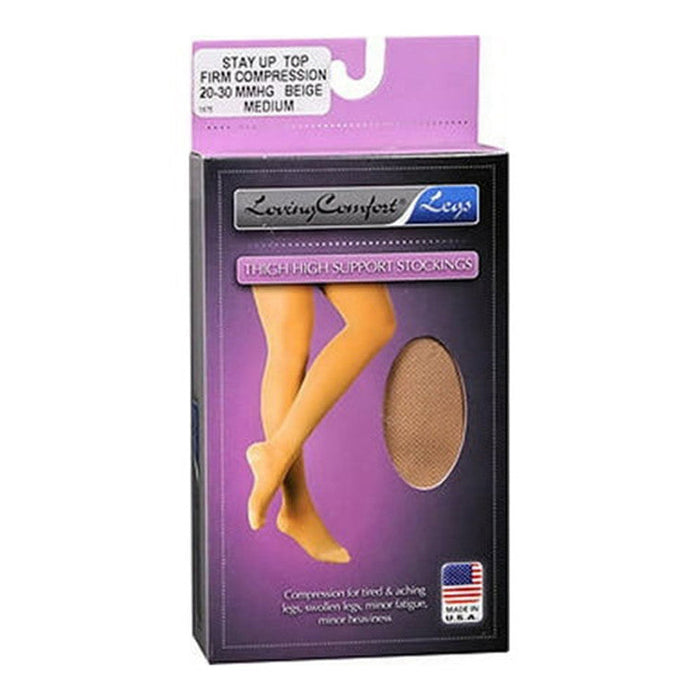 Loving Comfort Thigh High Support Stockings Firm Medium Beige - 1 Pair by Pasteur Pharmacy