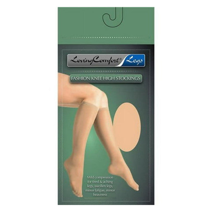 Loving Comfort Sheer Stockings Knee High Closed Toe Womens 8-15Mmhg Beige Medium by Pasteur Pharmacy