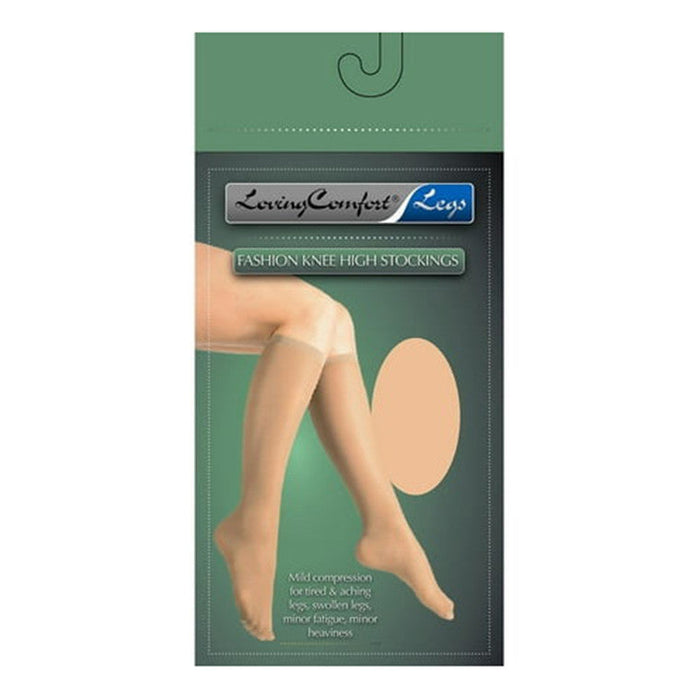 LOVING COMFORT Sheer Compression Stockings, Knee High, Closed Toe, 20-30 mmHg, Beige, Women's X-Large by Pasteur Pharmacy