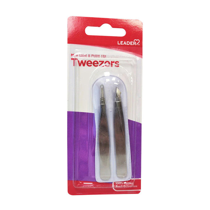 Leader Tweezers Mini Slant And Point With Case by Pasteur Pharmacy