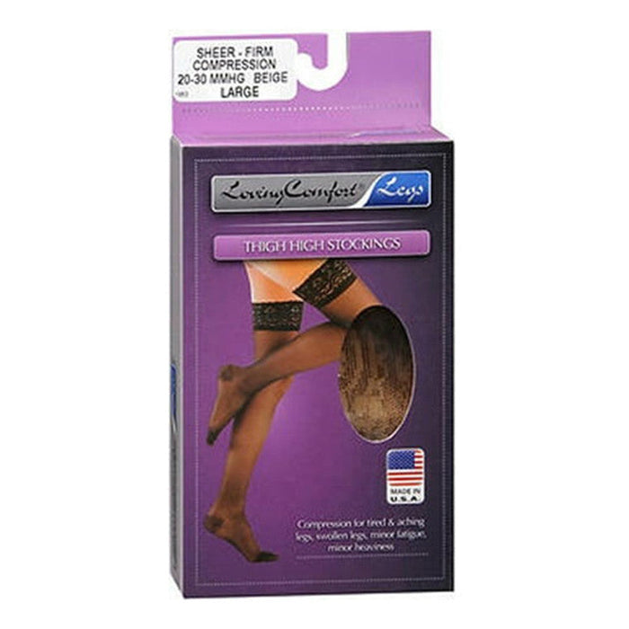 Loving Comfort® Thigh High Compression Stockings – 20-30 mmHg, Beige, Large by Pasteur Pharmacy