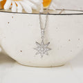 Lab Diamond Cluster Star Pendant Silver Necklace by Fine Color Jewels