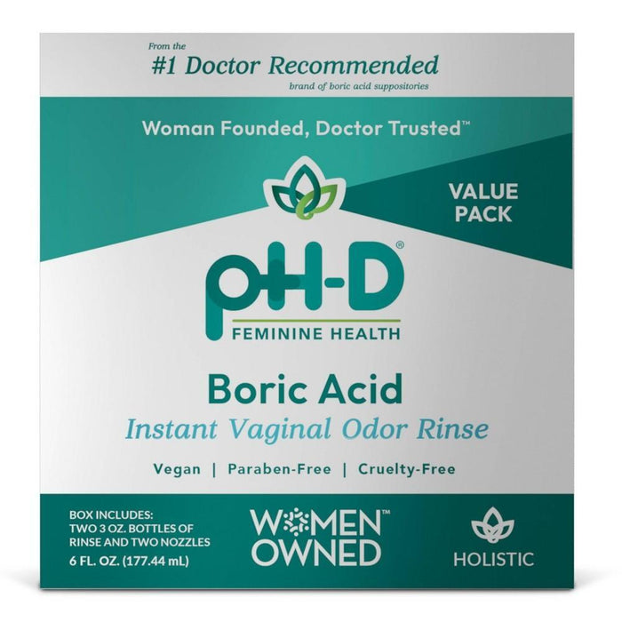 pH-D Feminine Health P H Vaginal Odor Rinse, Instant, Boric Acid 6 Fl Oz by Pasteur Pharmacy