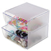 deflecto Stackable Cube Organizer, 2 Compartments, 2 Drawers, Plastic, 6 x 7.2 x 6, Clear