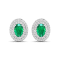 Genuine Zambian Emerald and Diamond Studs by Fine Color Jewels