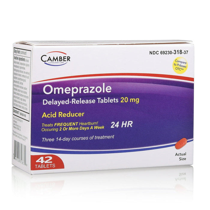 Camber Consumer Care Omeprazole 20 Mg Tablets, Acid Reducer And Heartburn Medicine by Pasteur Pharmacy