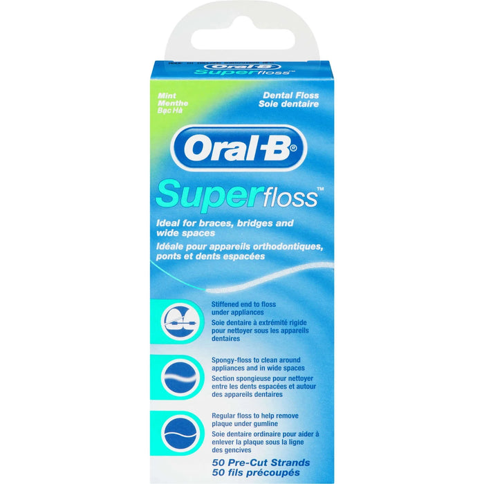 Oral-B Super Floss Pre-Cut Strands Dental Floss, Mint by Pasteur Pharmacy