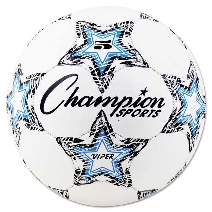 Champion Sports VIPER Soccer Ball, No. 5. Size, 8.5" to 9" Diameter, White