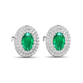 Genuine Zambian Emerald and Diamond Studs by Fine Color Jewels