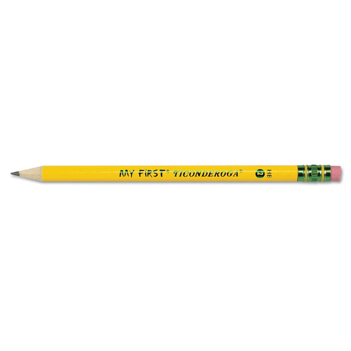 Ticonderoga My First Woodcase Pencil with Eraser, HB (#2), Black Lead, Yellow Barrel, Dozen