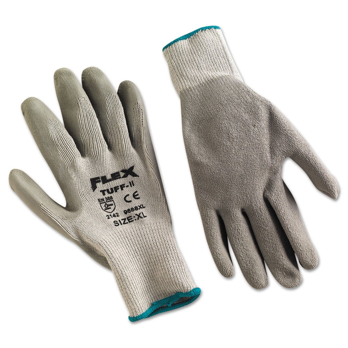 MCR FlexTuff Latex Dipped Gloves, Gray, X-Large, 12 Pairs