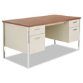 Alera Double Pedestal Steel Desk, 60" x 30" x 29.5", Cherry/Putty