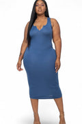 Curvy Split Neck Tank Dress {BD2173X} by The House of Stylez
