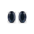 0.96 Ct Oval Blue Sapphire Prong 10K Gold Stud Earrings by Fine Color Jewels