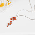 Peach Sapphire Leaf Pendant Necklace by Fine Color Jewels
