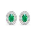 Genuine Zambian Emerald and Diamond Studs by Fine Color Jewels
