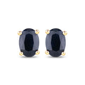 0.96 Ct Oval Blue Sapphire Prong 10K Gold Stud Earrings by Fine Color Jewels